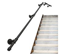 RTY-BY Rampe d'escalier Banister, Main Courante Extérieur Intérieur Murale 1.2m 1.5m 1.8m 2m 3m Section pour escaliers Étapes | Garde-Corps Rail Support Kit Rambarde Métal Fer forgé Tuyelle Design