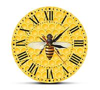 RTYRT Horloge Murale en Acrylique Abeilles sur Miel Salon Mur Art Horloge Abeilles à Miel sur nid d'abeilles pépinière décoration Murale Bourdon Abeille pollinisateur Moderne Montre Murale 30cm