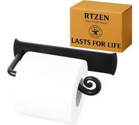 RTZEN Bathroom Toilet Paper Holder - Handcrafted Rustic Wrought Iron Wall Decor Toilet Roll Holder - Black Matte Wall Mount Bar for Modern Farmhouse Bathroom Decor