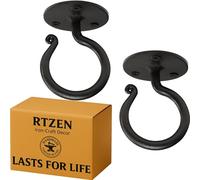 RTZEN Lot de 2 crochets en fer forgé pour plantes d'intérieur, crochets muraux décoratifs robustes pour suspendre des plantes, paniers, lanternes, carillons éoliens (crochets de plafond)