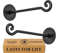 RTZEN Lot de 2 crochets en forme de tourbillon pour plantes - Décoration murale en fer forgé à la main - Pour intérieur ou extérieur - Support de plantes à suspendre pour mangeoires à oiseaux,