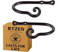 RTZEN Lot de 2 Petits Supports de Rideaux muraux - Crochets de Rideaux de Ferme - Embrasses en Fer forgé Noir