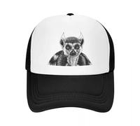 RTZXGIGC Lémurien à Queue annelée - Illustration à l’Encre Casquette de Baseball Plage Sortie Casquette de Marin pour Hommes Chapeau Casquette de Baseball Casquette pour Enfants Homme Tennis Femmes