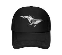 RTZXGIGC Marine - Baleine d’Art sur Le thème de Style géométrique pour Marine - Casquette de Baseball délavée Design culturel