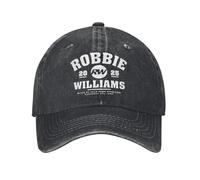RTZXGIGC Robbie Williams Live 2025 Concert Hommes Femmes Casquette de Baseball RW en Détresse Lavé Chapeau Entraînements en Plein air Cadeau Snapback réglable