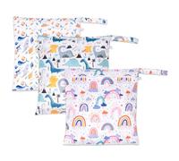 RUACDIQ Sac à Couches Lavables, Réutilisable Sacs de Natation Humide, Humide et Sec Sac à Couches Fermeture éclair pour Voyage Plage Piscine (3 Pièces-A)