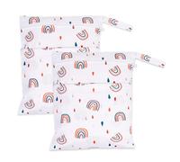 RUACDIQ Sac à Couches Lavables, Réutilisable Sacs de Natation Humide, Humide et Sec Sac à Couches Fermeture éclair pour Voyage Plage Piscine (2 Pièces-D)