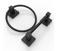 Ruacq Lot de 2 Porte-Papier Toilette Noir Mat, Anneau Porte-Serviette pour Salle de Bain, Accessoires de Salle de Bain, Support de Rouleau de Papier Toilette carré pivotant en Acier Inoxydable et