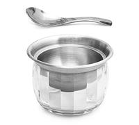 RUAFOX Bol à tremper sur glace - et cuillère de service - Plat de service réfrigéré en acier inoxydable et bol à acrylique de 650 ml - Parfait pour les crevettes, trempettes