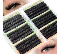 Ruairie Cils en grappe duveteux - Courbure D - Volume : 50D-60D-70D-80D-100D-120D - Cils individuels - 464 pièces - 12 à 18 mm