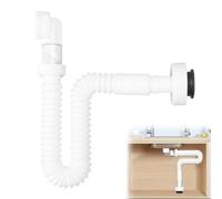 Ruaizel Evacuation evier,Siphon gain de place, Siphon lavabo flexible, evacuation evier 1 1/4" en à l'épreuve des odeurs, tuyau de vidange remplaçable