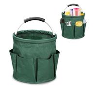 Ruaizel Panier de nettoyage avec poignée, organiseur de nettoyage pliable, sac de nettoyage pour petits outils de jardin, sac multi-poches universel (vert foncé)