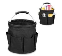 Ruaizel Panier de nettoyage avec poignée, organiseur de nettoyage pliable, sac de nettoyage pour petits outils de jardin, sac multi-poches universel (noir)