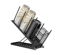 Ruaizel Porte-gobelet et couvercle, Porte-gobelet réglable à 4 compartiments jetables avec panier, pour station de café, bar, comptoir, métal (noir)