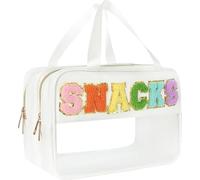 Ruaizel Sac à goûter, pochette à collation avec fermeture éclair, trousse de maquillage de voyage pour femme, voyage, articles de toilette (blanc), blanc, Classique