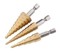 RUAJOGYNVM 3Pcs 3-12mm 4-12mm 4-20mm HSS Straight Groove Step Drill Bit Set Coated Wood Metal Hole Cutter Core Drill Bit Set(Nitriding Black 3PC) RUAJOGYNVM