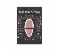 RUAJOGYNVM Chinese Medicine Tooth Meridian Map, Educational Canvas Wall Chart, for TCM Practitioner, Student, Wellness Center Decor(Framed,08x12inch(20x30cm))
