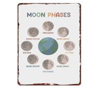 RUAJOGYNVM Moon Phases Educational Reference Aluminum Sign Vintage Wall-Art for Study Room Home Office 8 X 12 in