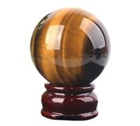 RUAJOGYNVM Real Tiger's Eye Stone Crystal Ball Divination Sphere Sculpture Figurine Gemstone Feng Shui Aura Home Desk Decor Ornament,7cm/2.7in