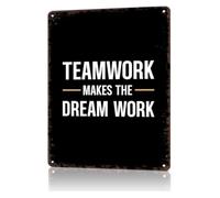 RUAJOGYNVM Retro Teamwork Makes The Dream Work Tin Sign Humorous Wall Hanging for Man Cave Garage Game Room 8 X 12 in
