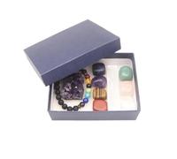 RUAJOGYNVM Rock Transparent Quartz Crystal Point Stone Ore Crystalline Column Set with Solid Wood Box Packaging Colorful Ornaments,B