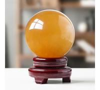 RUAJOGYNVM Yellow Quartz Crystal Sphere Citrine Ball Gemstone with Stand for Divination/Chakra Balance/Yoga/Home/Office FengShui Decoration,100mm