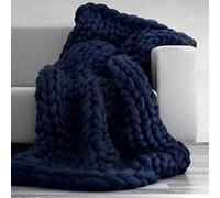 Ruankenshop Plaid Tricot Grosse Maille Grosse Laine pour Plaid Dessus De Canapé Jeté De Canapé Couvertures Et Plaids Jete De Canape Grande Taille Pled Canape Plaids Canapé 100X150,Bleu Marine