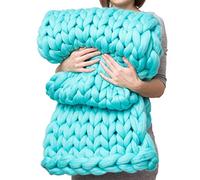 Ruankenshop Plaid Tricot Grosse Maille Grosse Laine pour Plaid Dessus De Canapé Jeté De Canapé Couvertures Et Plaids Jete De Canape Grande Taille Pled Canape Plaids Canapé 100X150,Lake Green