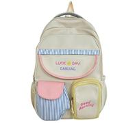 Ruarby à esthétique japonais, pour ordinateur portable de capacité avec plusieurs poches, d ' école de couleur contrastée pour adolescents, école de capacité