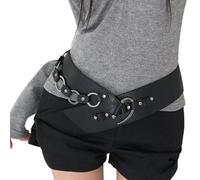 Ruarby Ceinture populaire pour femmes en cuir PU ceinture punk chaîne en métal ceinture pour robes pantalons années 2000 adolescentes filles décoration de taille unisexe, Noir , taille unique