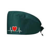 Ruarby Chapeau chirurgical universel respectueux de l'environnement pour soins du visage pour un usage quotidien et au travail, Vert foncé Love, taille unique