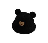 Ruarby Chapeau cloche doublé en polaire confortable pour enfants - Bonnet de lavabo chaud et doux pour garçons et filles âgés de 3 à 8 ans - Automne et hiver - Accessoire tendance, Noir , Taille