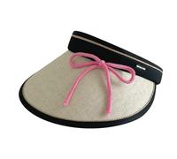 Ruarby Chapeau de paille avec nœud de baseball mignon pour yoga, entraînement, sport, haut vide respirant pour sports de plein air chapeaux de paille pour femmes, beige, enfant