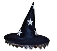 Ruarby Chapeau de sorcière pour adultes et enfants - Pour Halloween - Avec paillettes - Motif étoile - Pratique pour adulte - Cosplay pour photographie - Chapeaux pour femmes