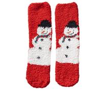 Ruarby Chaussettes unisexes tendance en polaire corail avec motif de dessin animé pour les fêtes de Noël et les tenues décontractées pantoufles de Noël, Bonhomme de neige tordu, Taille unique