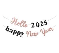 Ruarby Décoration du Nouvel An 2025 - Lettres de l'alphabet scintillantes noires et dorées - Convient pour une fête à la maison et un usage commercial - Décoration d'intérieur