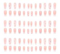 Ruarby Faux ongles en forme de cercueil à presser avec fleur - French White Tip - Manucure