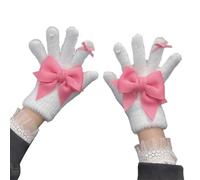 Ruarby Gants tricotés pour femme avec nœud tendance et trou pour les doigts, chauds et multi-usages pour un usage quotidien, activités de plein air, blanc, taille unique