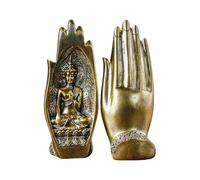 Ruarby Lot de 2 statues artistiques en résine de bouddhas pour améliorer les ambiances paisibles du salon et du bureau en résine dorée antique