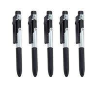 Ruarby Lot de 5 stylos multifonctions 4 en 1 à bille avec pointe LED - Support pliable pour téléphone - Cadeau d'affaires - Équipement éducatif