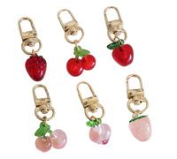 Ruarby Lot de 6 pendentifs tendance à suspendre en forme de fruits - Multifonctionnel - Cadeau idéal pour un ami ou un amateur de mode, Alliage d'acier/plume/tissu