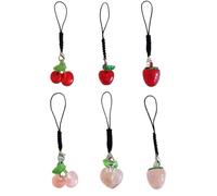 Ruarby Lot de 6 pendentifs tendance à suspendre en forme de fruits - Multifonctionnel - Cadeau idéal pour un ami ou un amateur de mode, Alliage d'acier/plume/tissu