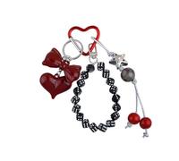 Ruarby Pendentif en forme de cœur et de dés élégant pendentif en forme de cœur à la mode avec perles de dés pour porte-clés créatif ou décorations de téléphone, chiffon/plume