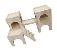 Ruarby Petit labyrinthe en bois pour hamster - Maisons amusantes à double pont avec fenêtre pour hamsters nains et petits rongeurs - Résistant à la mastication