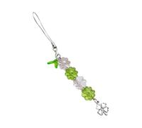 Ruarby Porte-clés coloré élégant en perles avec trèfle à quatre feuilles pour téléphone, accessoire élégant pour les amateurs, Type A, tissu/plume