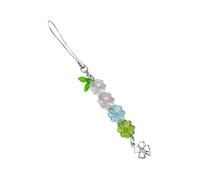 Ruarby Porte-clés coloré élégant en perles avec trèfle à quatre feuilles pour téléphone, accessoire élégant pour les amateurs, Type A, tissu/plume