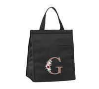 Ruarby Sac à déjeuner isotherme tendance avec imprimé de lettres et fleurs pour un transport facile des repas, doublure imperméable