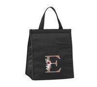 Ruarby Sac à déjeuner isotherme tendance avec imprimé de lettres et fleurs pour un transport facile des repas, doublure imperméable