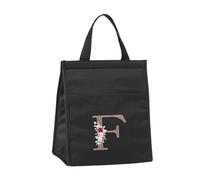 Ruarby Sac à déjeuner isotherme tendance avec imprimé de lettres et fleurs pour un transport facile des repas, doublure imperméable