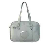 Ruarby Sac d'école japonais pour étudiante femme grande capacité épaule cœur messagers PU shopping école japonaise pour étudiant PU bandoulière grande épaule Ita, bleu, One Size